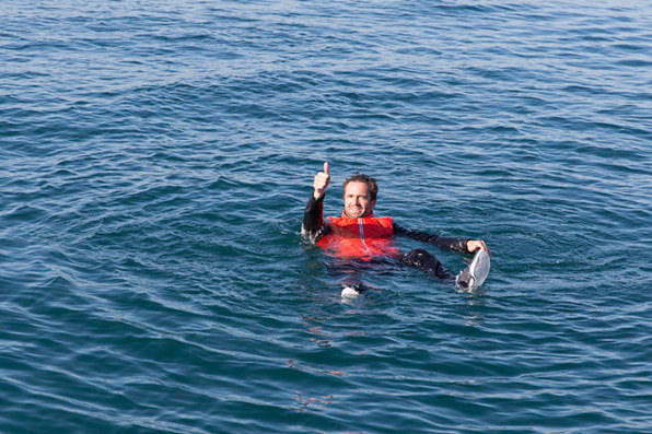 Figure 2 A Person Floating with Rescue Life Jackets